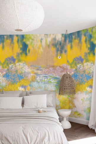 WH0173 Renoir, slaapkamer met behang, bedroom with wallpaper, chambre à coucher avec papier peint